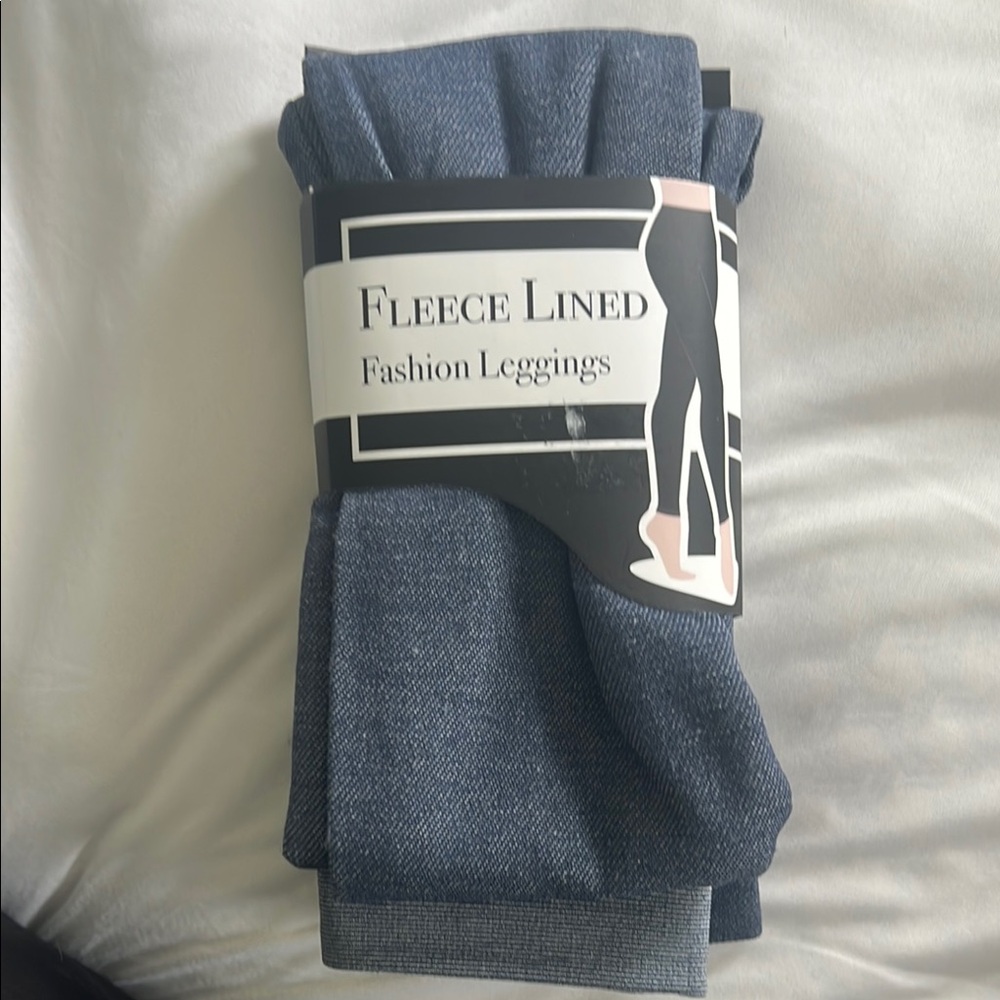 Fleece Lined Fashion Leggings - Blue